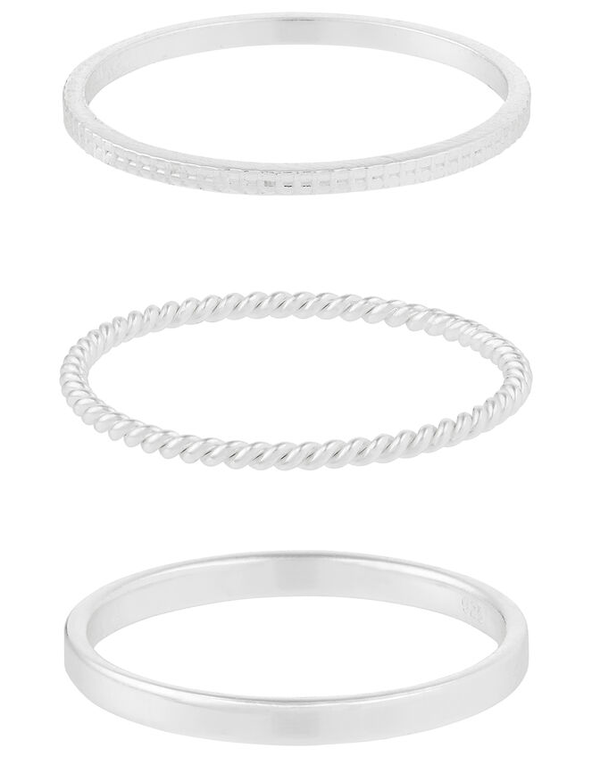 Sterling Silver Slim Stacking Ring Set, Silver (ST SILVER), large