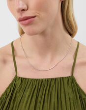 Sterling Silver-Plated Tennis Necklace, , large