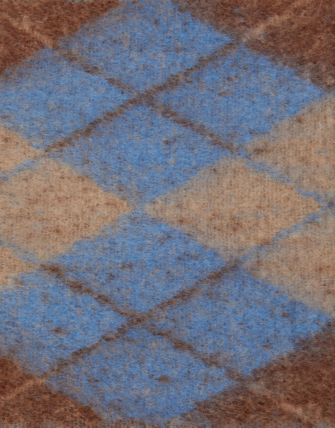 Super Soft Argyle Print Knitted Scarf, , large