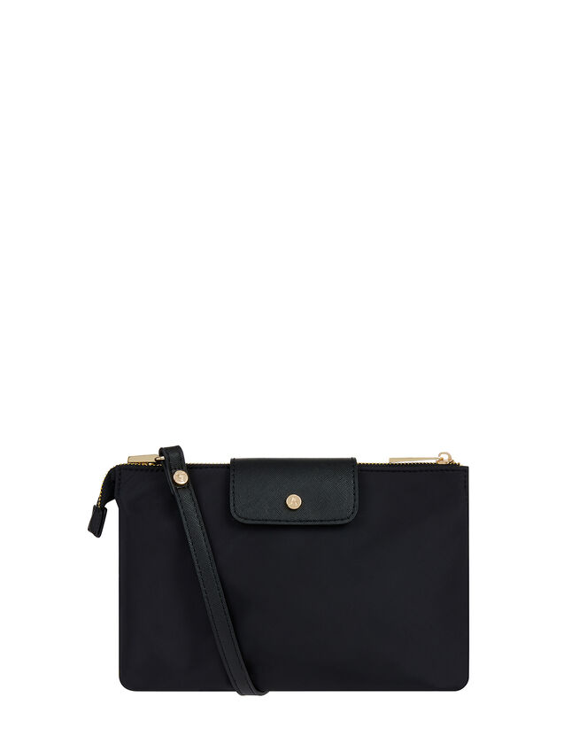 Nylon Cross-Body Bag, Black (BLACK), large