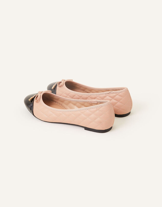 Quilted Bow Ballerina Flats, Nude (NUDE), large