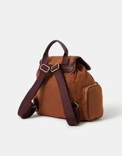 Multi-Pocket Faux Suede Backpack, , large