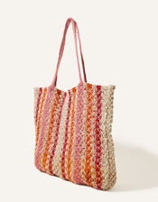 Stripe Macrame Shopper Bag, , large