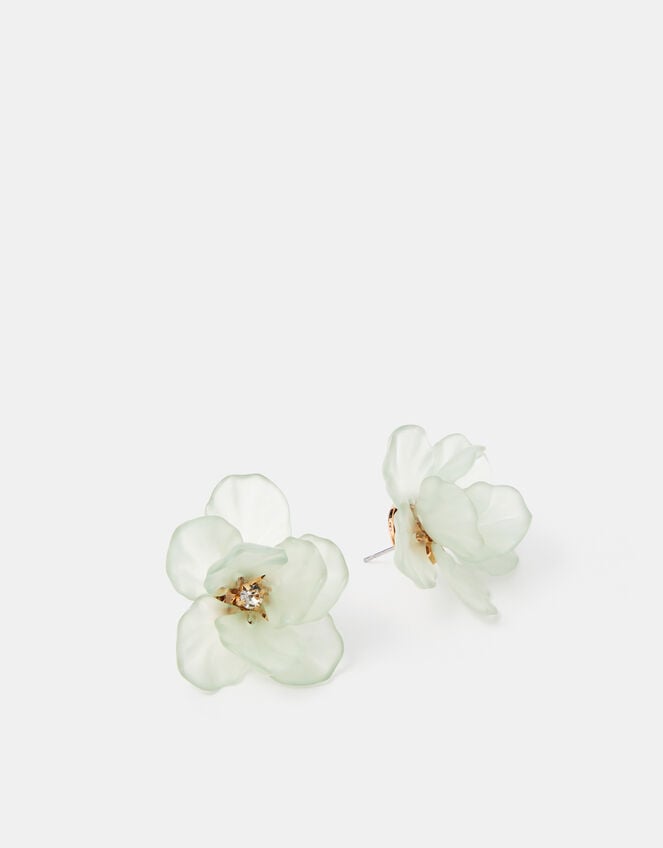 Frosted Flower Stud Earrings, , large