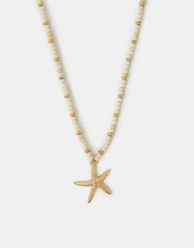 Starfish Pendant Bead Necklace, , large