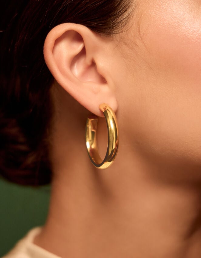 Stainless Steel Chunky Hoop Earrings, , large
