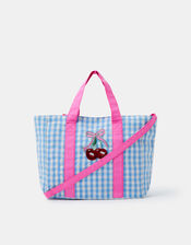 Girls Mini Cherry Gingham Tote Bag, , large