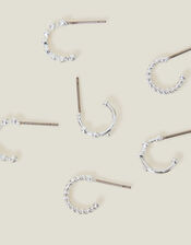 Sterling Silver Plated Hoops Set of Three, , large