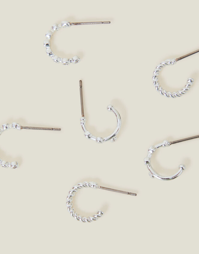 Sterling Silver Plated Hoops Set of Three, , large