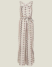 Fan Print Crinkle Jumpsuit, White (WHITE), large