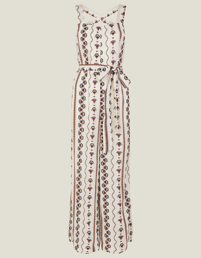 5212235 Blue Tie Waist Crinkle Jumpsuit main image 1