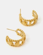 Stainless Steel Celestial Cut-Out Hoop Earrings, , large