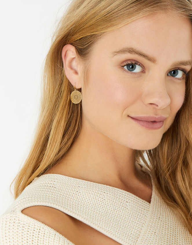 Filigree Short Drop Earrings, Gold (GOLD), large
