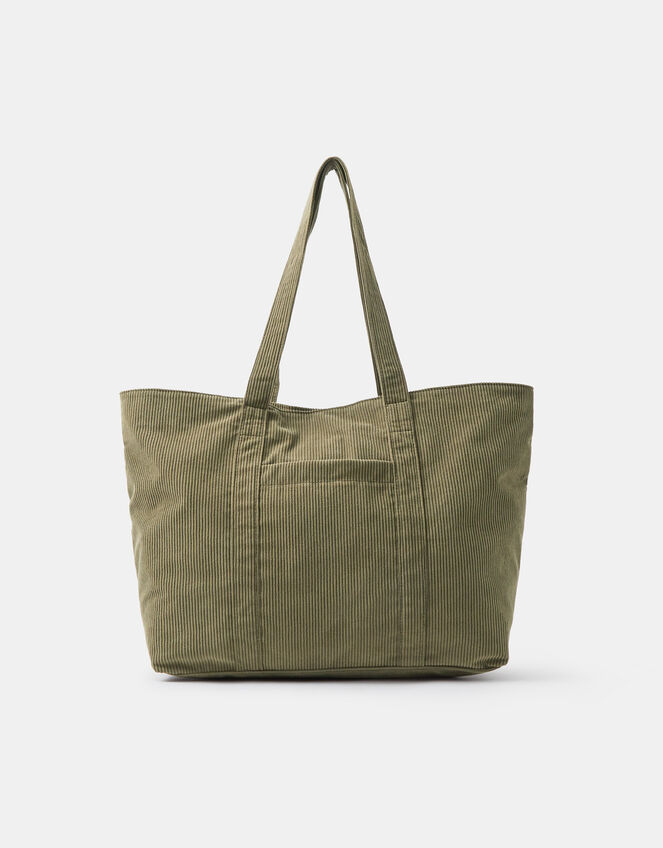 Corduroy Shopper Bag, Green (KHAKI), large