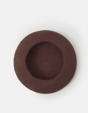 Wool Beret, Brown (CHOCOLATE), large