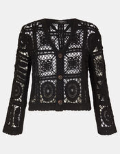 Crochet Cardigan, Black (BLACK), large