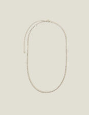 Platinum-Plated Stainless Steel Tennis Necklace, , large
