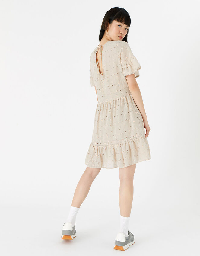 Schiffli Mini Dress , Camel (BEIGE), large