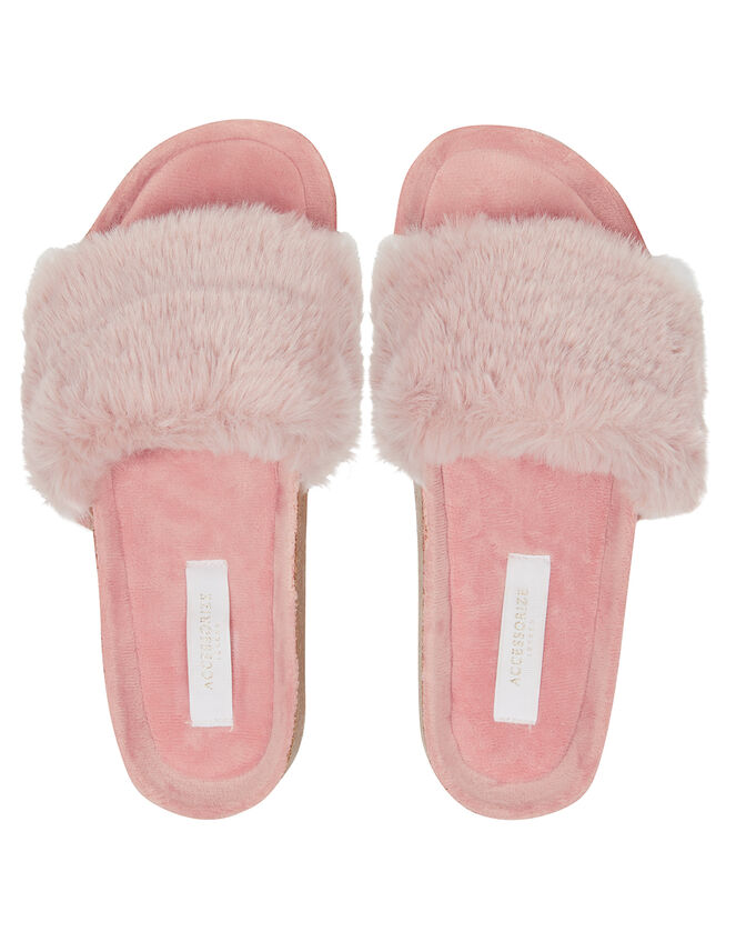 Faux Fur Sliders, Pink (PINK), large
