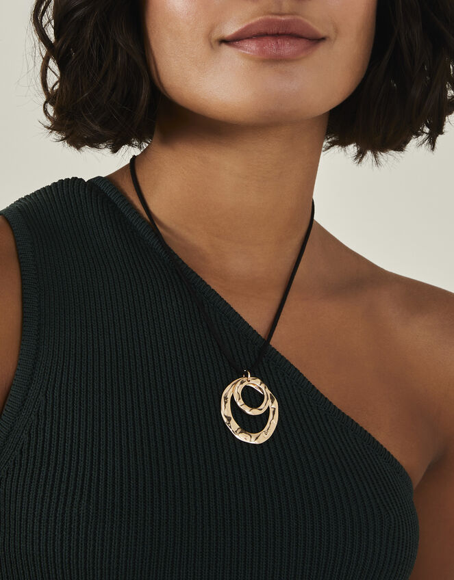 Circle Pendant Cord Necklace, , large
