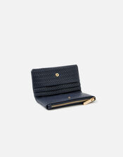 Weave Zip Coin Purse, Blue (NAVY), large