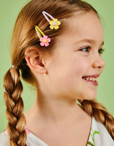 4-Pack Girls Flower Hair Clips, , large