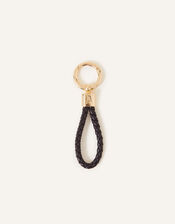 Plaited Loop Keyring, Black (BLACK), large