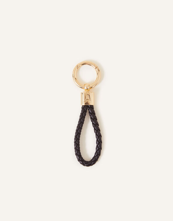 Plaited Loop Keyring, Black (BLACK), large