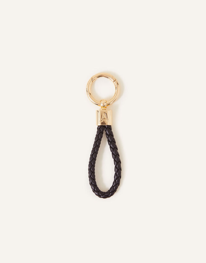 Plaited Loop Keyring, Black (BLACK), large