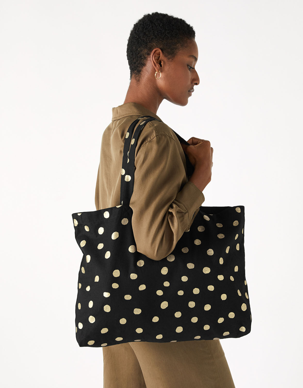 Polka dot canvas bag sales