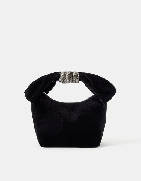 Bow Handle Velvet Bag, , large