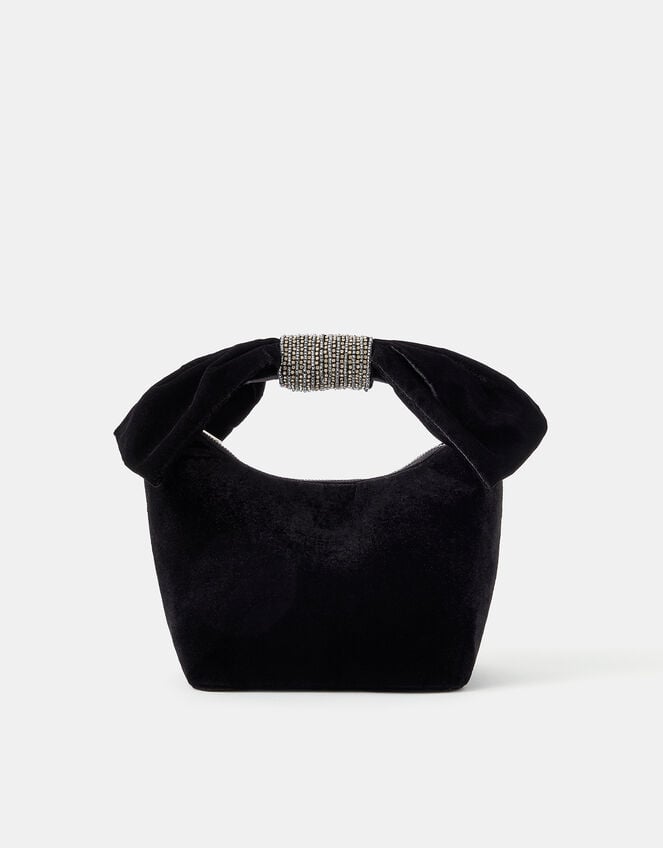 Bow Handle Velvet Bag, , large