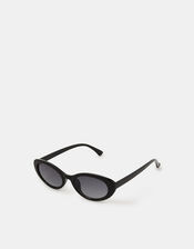 Oval Resin Sunglasses, Black (BLACK), large