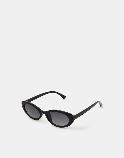 Oval Resin Sunglasses, Black (BLACK), large