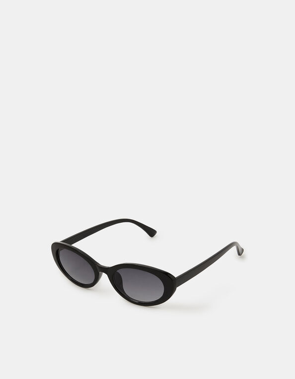 Oval Resin Sunglasses, Black (BLACK), large