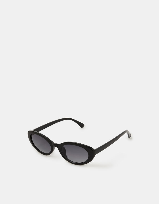 Oval Resin Sunglasses, Black (BLACK), large