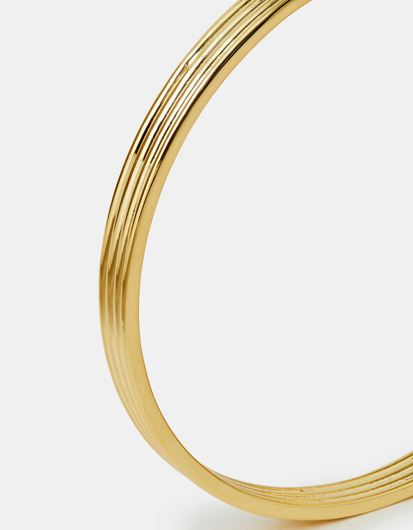 14ct Gold-Plated Ridge Bangle, , large