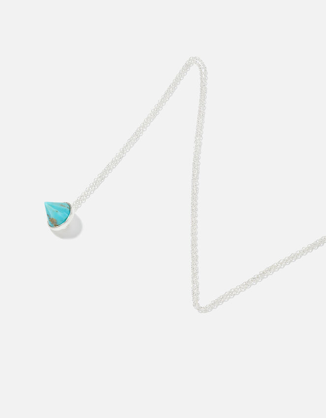 Sterling Silver Healing Stone Turquoise Pendant Necklace, , large