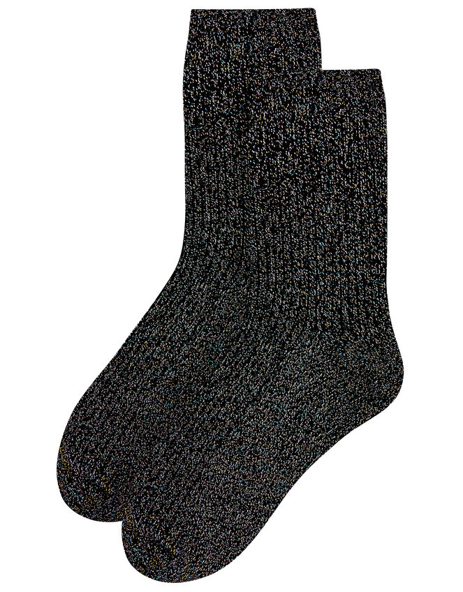 Ribbed Sparkle Ankle Socks, , large