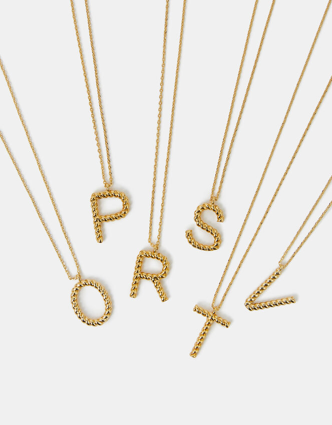 14ct Gold-Plated Twisted Initial Necklace, Gold (GOLD), large