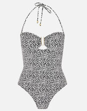 Bobbi Spot Bandeau Swimsuit, Black (BLACK WHITE), large