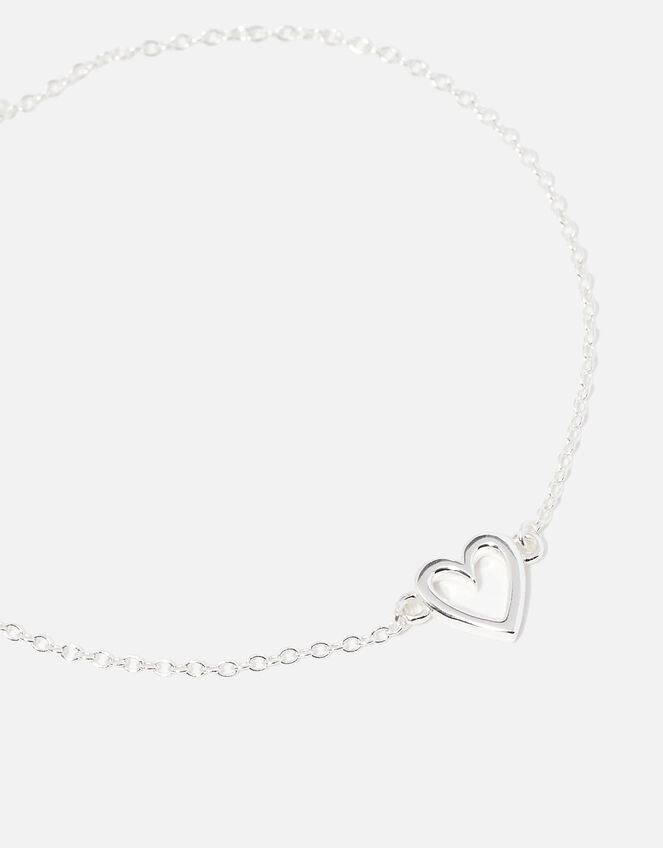 Sterling Silver Cut Out Heart Bracelet, , large