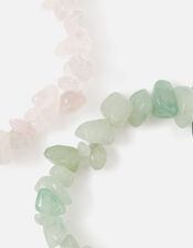 Raw Cut Stone Stretch Bracelet Set of Two, , large