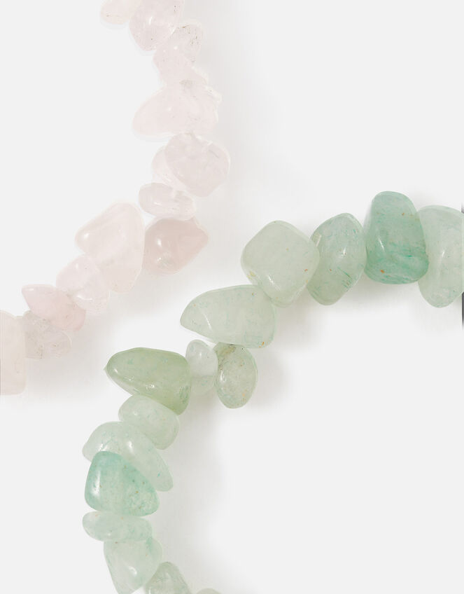 Raw Cut Stone Stretch Bracelet Set of Two, , large
