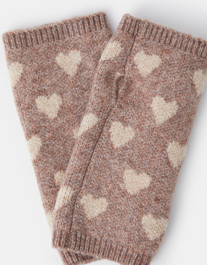 Heart Knit Wrist Warmers, , large