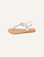 Diamante Leaf Embellished Sandals, White (CRYSTAL), large