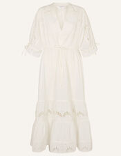 Mixed Shell Broderie Dress, White (WHITE), large