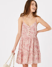 Printed Mini Swing Dress, Orange (RUST), large