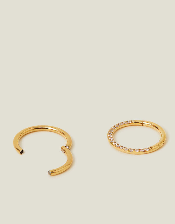 2-Pack 14ct Gold-Plated Surgical Steel Septum Hoops, , large