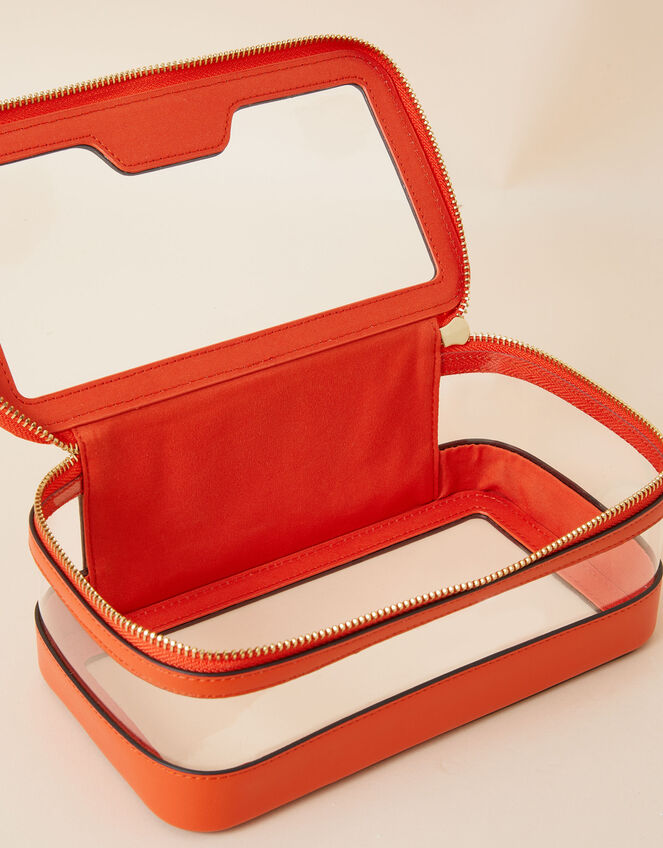 Clear Make Up Bag, Orange (ORANGE), large
